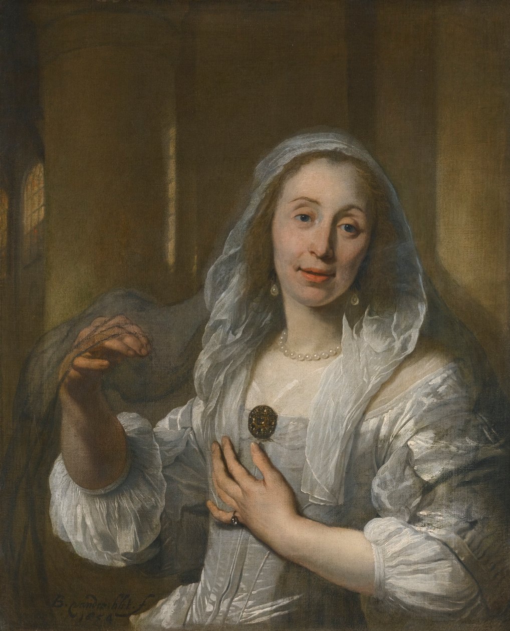 Retrato de una mujer de blanco de Bartholomeus van der Helst