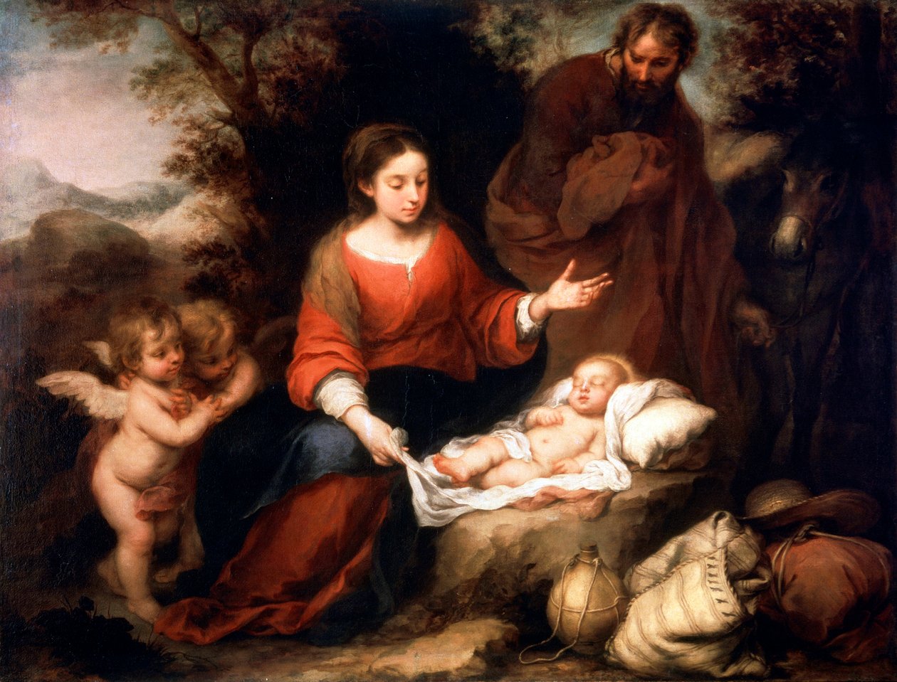 Descanso en la huida a Egipto, c1665 de Bartolomé Esteban Murillo