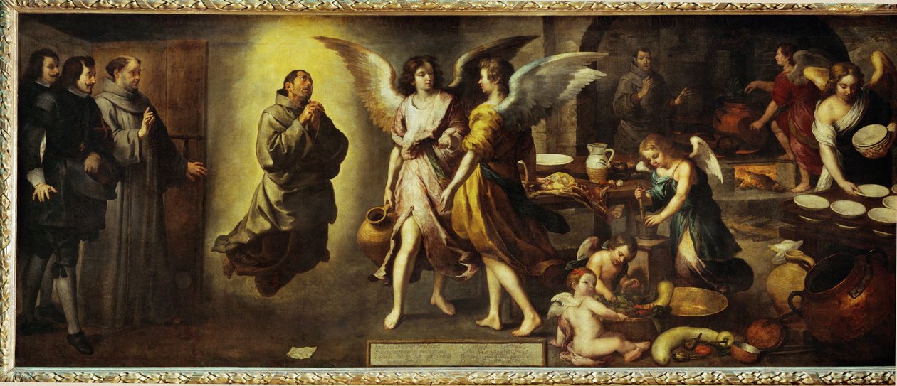 La cuisine des Anges - la cocina de los ángeles. Una de ... de Bartolome Esteban (school of) Murillo