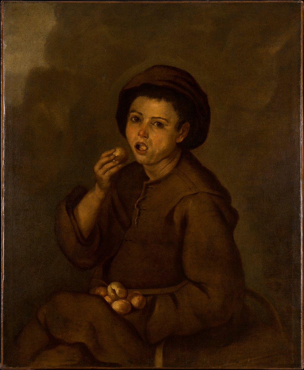 Un niño comiendo melocotones de Bartolomé Esteban Murillo