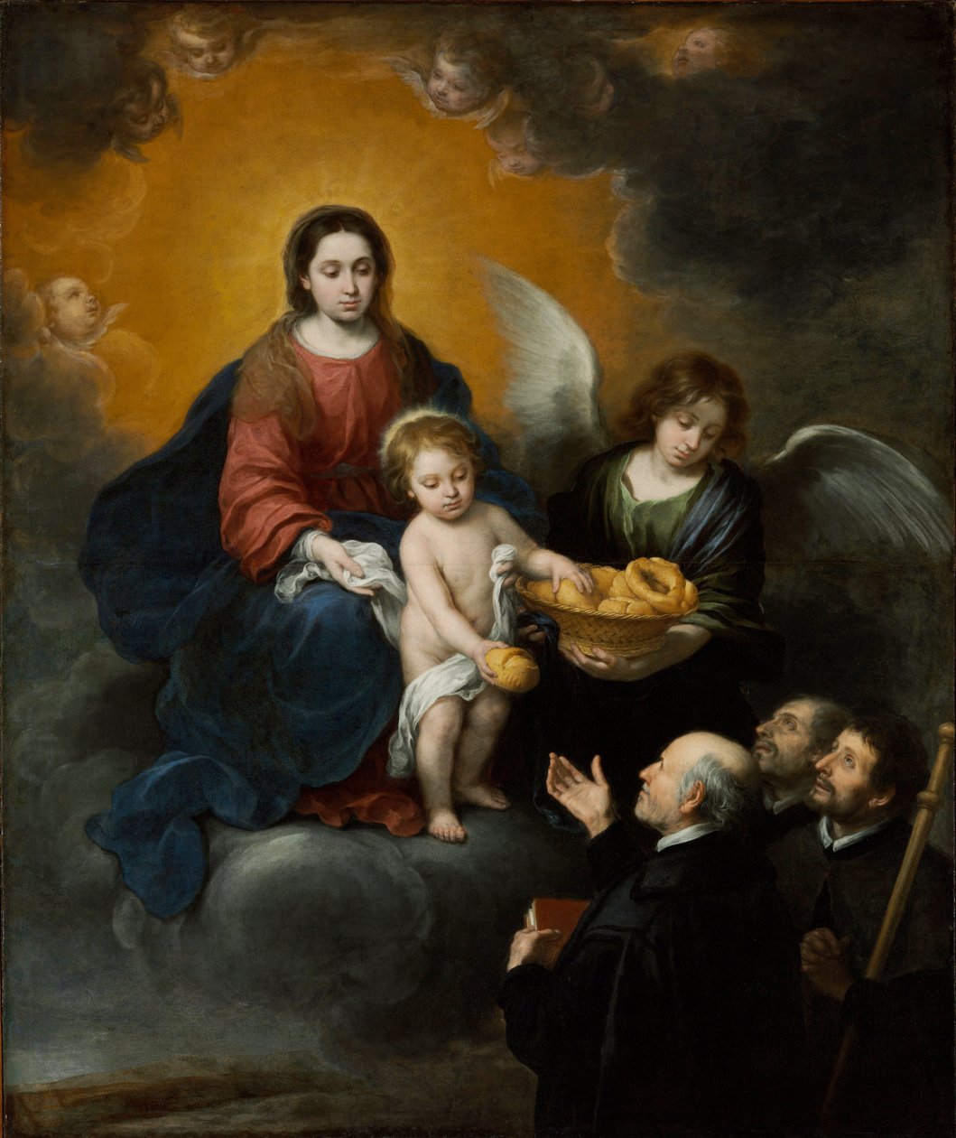 El Niño Jesús repartiendo pan a los peregrinos - Pintura de Bartolomé Esteban Murillo (1617-1682), óleo sobre lienzo (219x182 cm) de Bartolomé Esteban Murillo