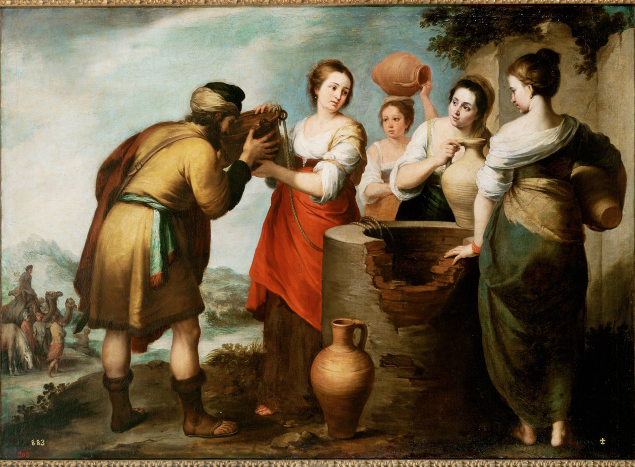 Rebeca y Eliezer (pintura sobre lienzo) de Bartolome Esteban Murillo
