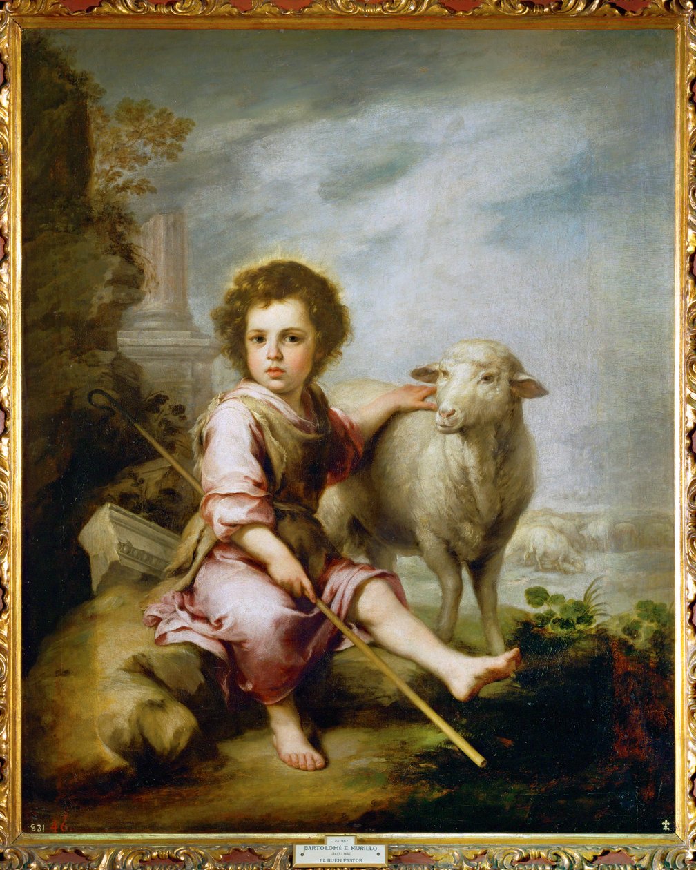 El buen pastor (pintura sobre lienzo) de Bartolome Esteban Murillo