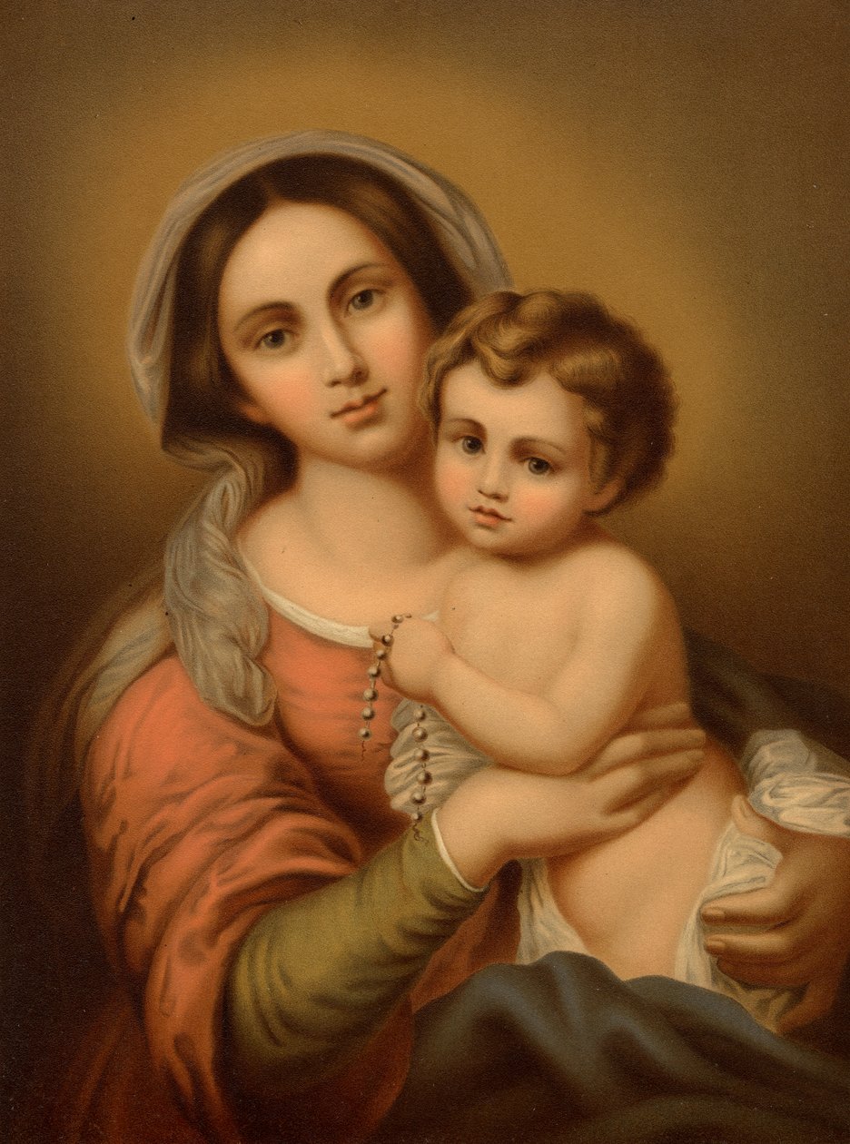 Madonna con el niño de Bartolome Esteban after Murillo
