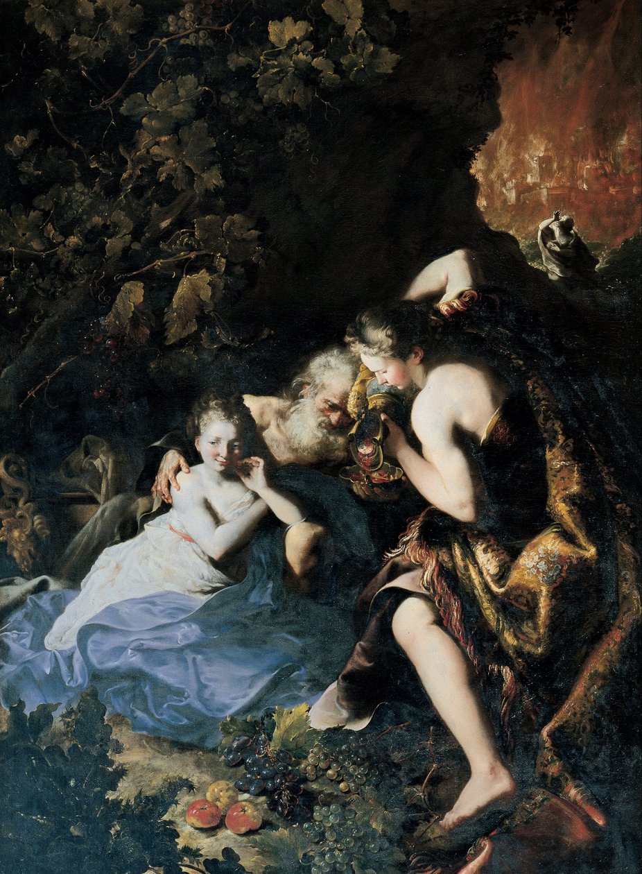 Lot embriagado por sus hijas de Bartolomeo Guidobono