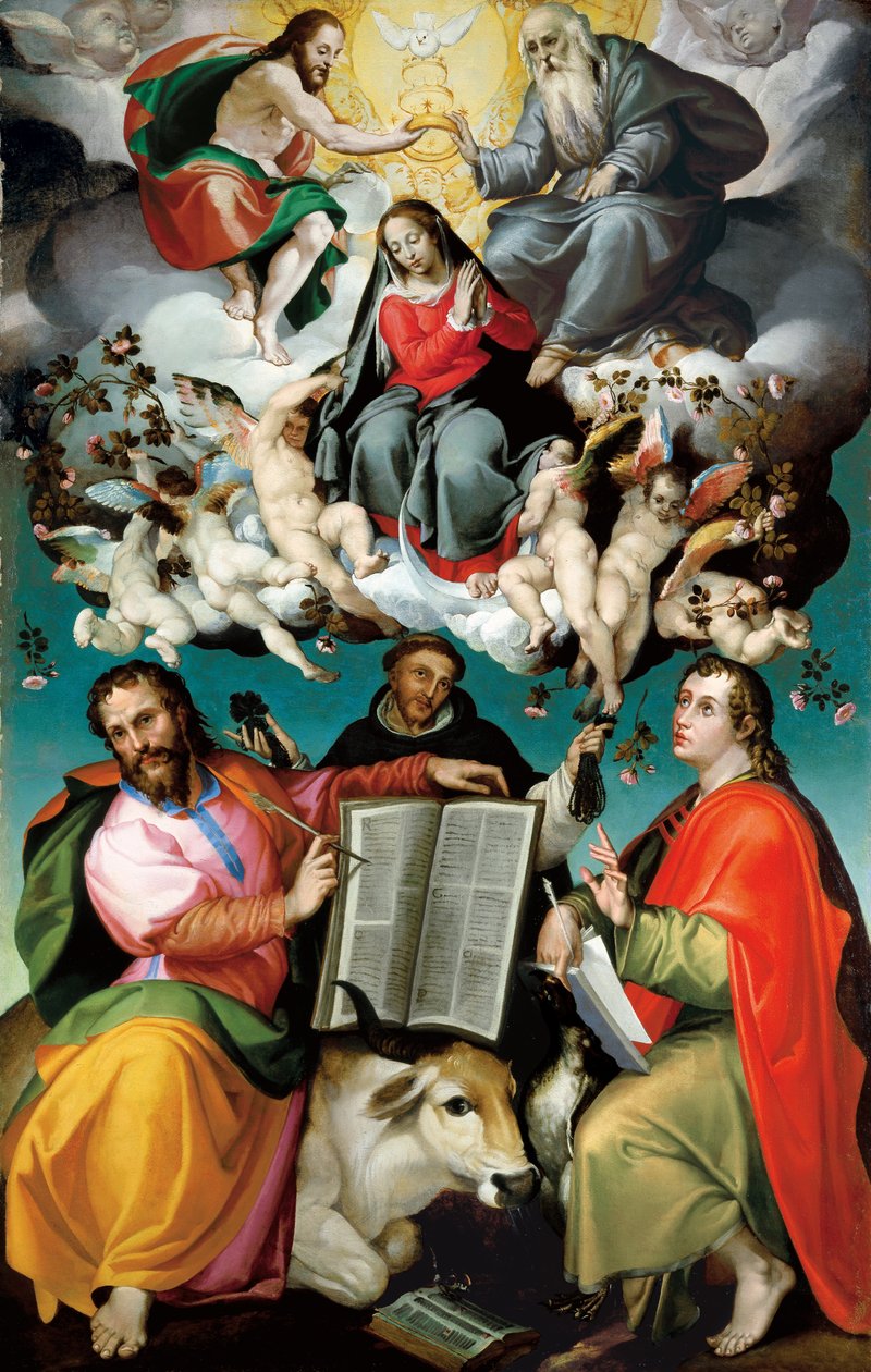 La coronación de la Virgen con los santos Lucas, Domingo y Juan el Evangelista de Bartolomeo Passarotti