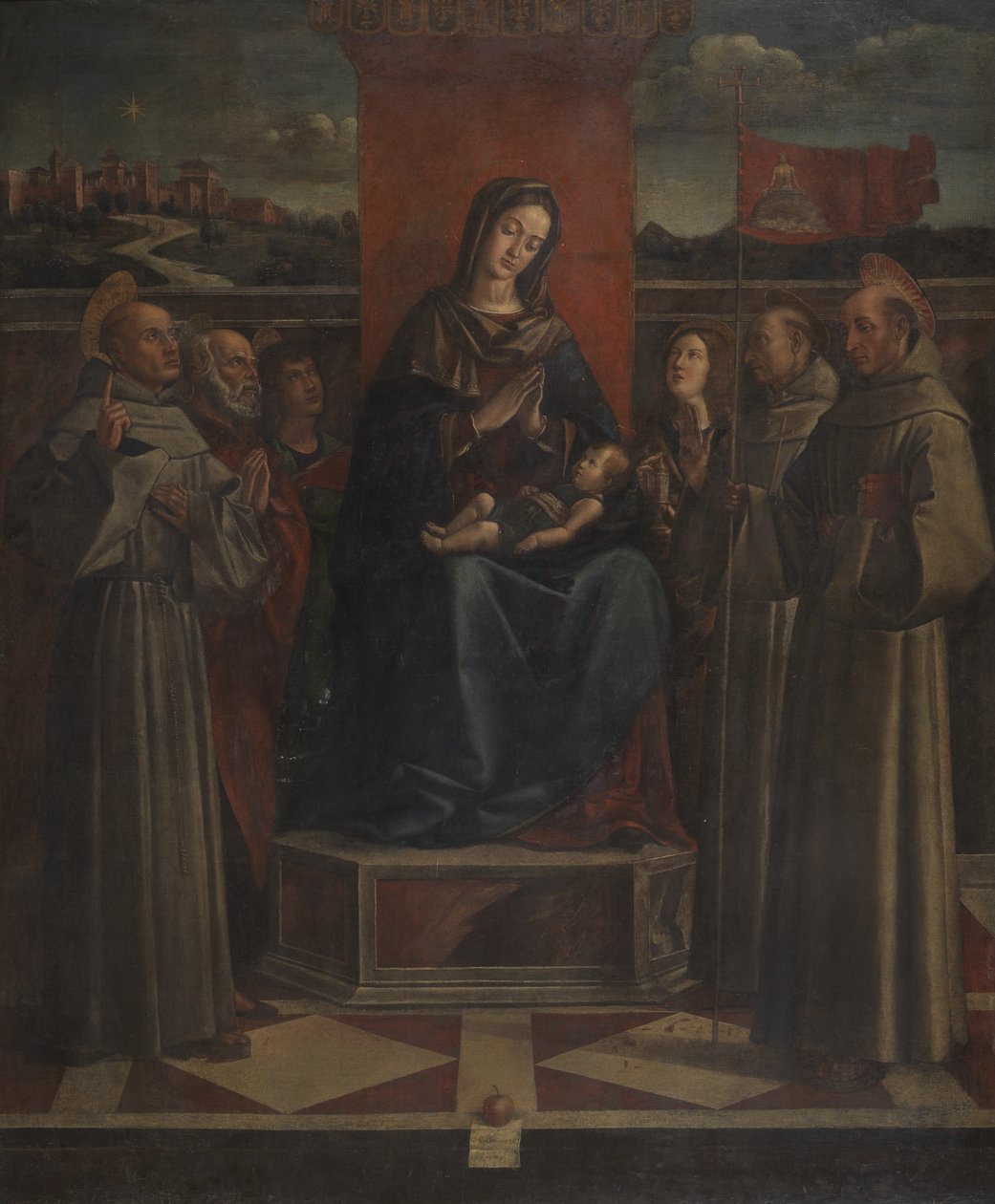 Virgen y Niño entronizados con seis santos, c.1500 de Bartolomeo (attr. to) Montagna