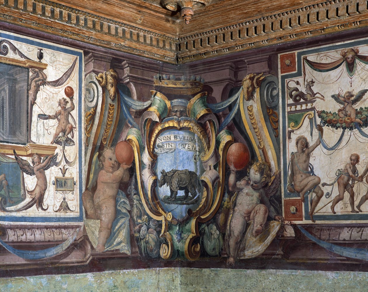 La Sala del Gran Duque de Toscana (detalle del friso que representa los signos del zodiaco, el rinoceronte) de Bartolomeo Ammannati