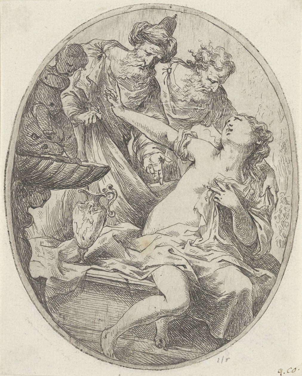 Susana y los ancianos de Bartolomeo Biscaino