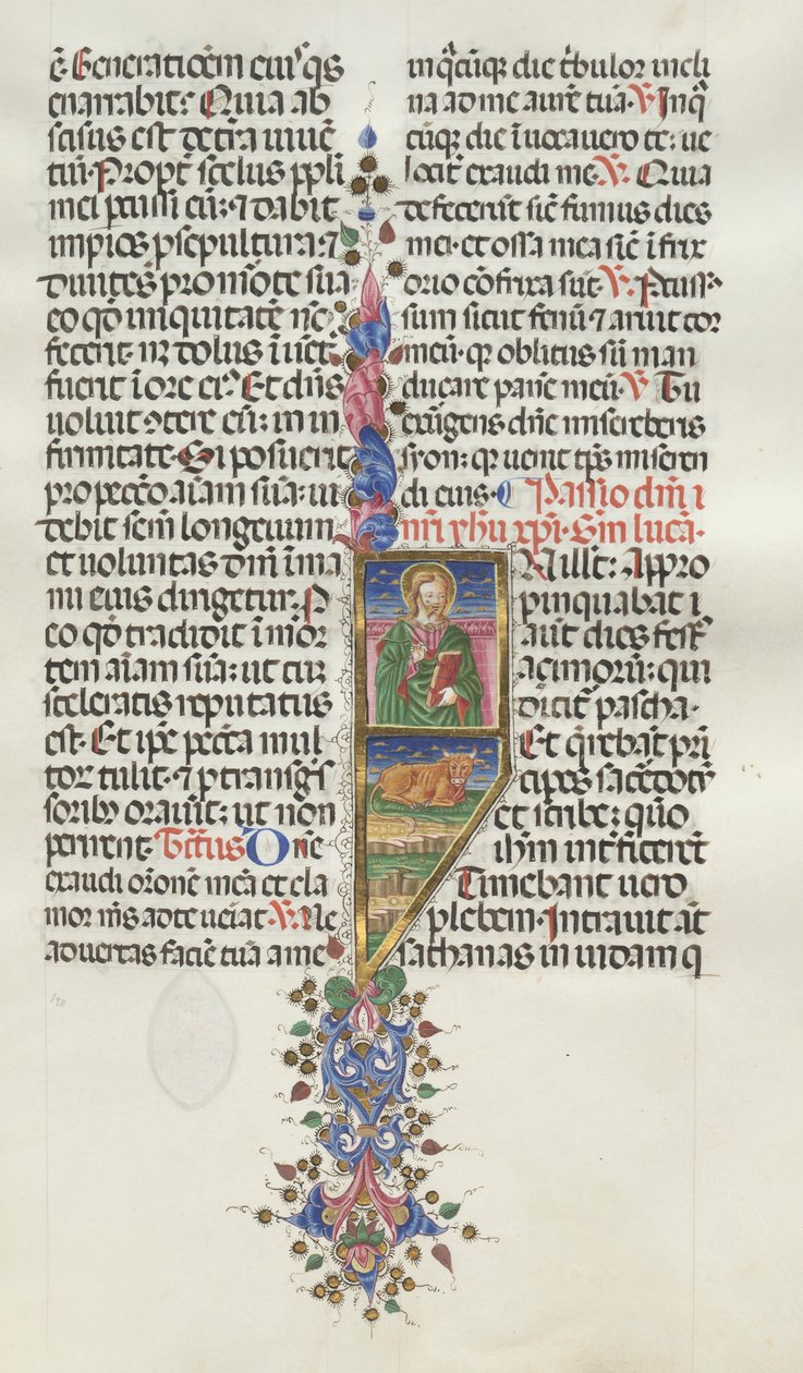Misal: Fol. 131: San Lucas con Toro, 1469 de Bartolomeo Caporali