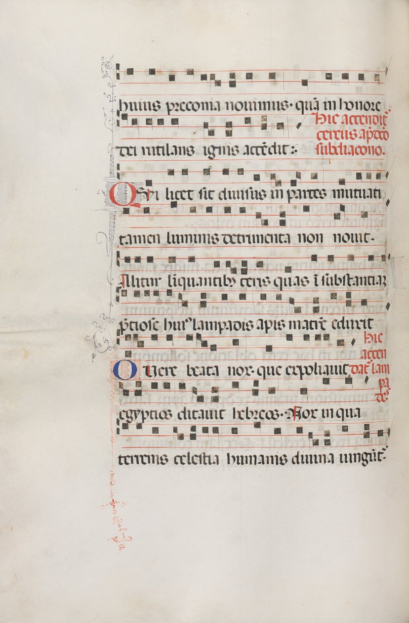 Misal: Fol. 156v: Música para Exultet, 1469 de Bartolomeo Caporali