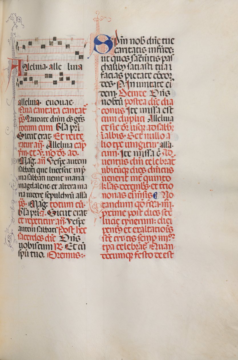 Misal: Fol. 173: Música para Aleluya, etc. al comienzo de la Pascua, 1469 de Bartolomeo Caporali