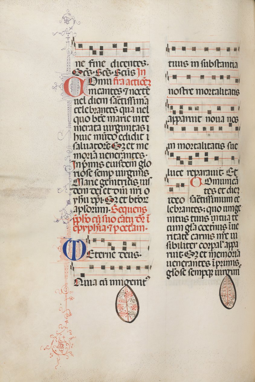 Misal: Fol. 177v: Música para varias oraciones ordinarias, 1469 de Bartolomeo Caporali
