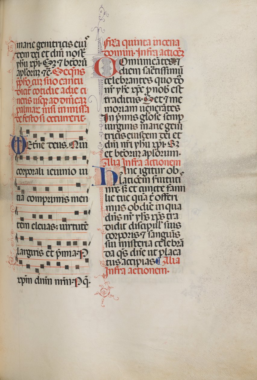Missale: Fol. 178: Música para varias oraciones ordinarias de Bartolomeo Caporali