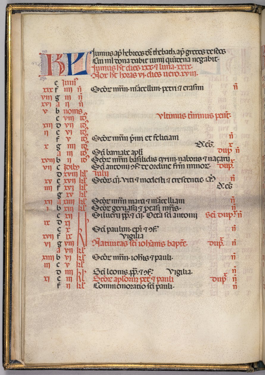 Misal: Fol. 5v: Página del calendario de junio, 1469 de Bartolomeo Caporali