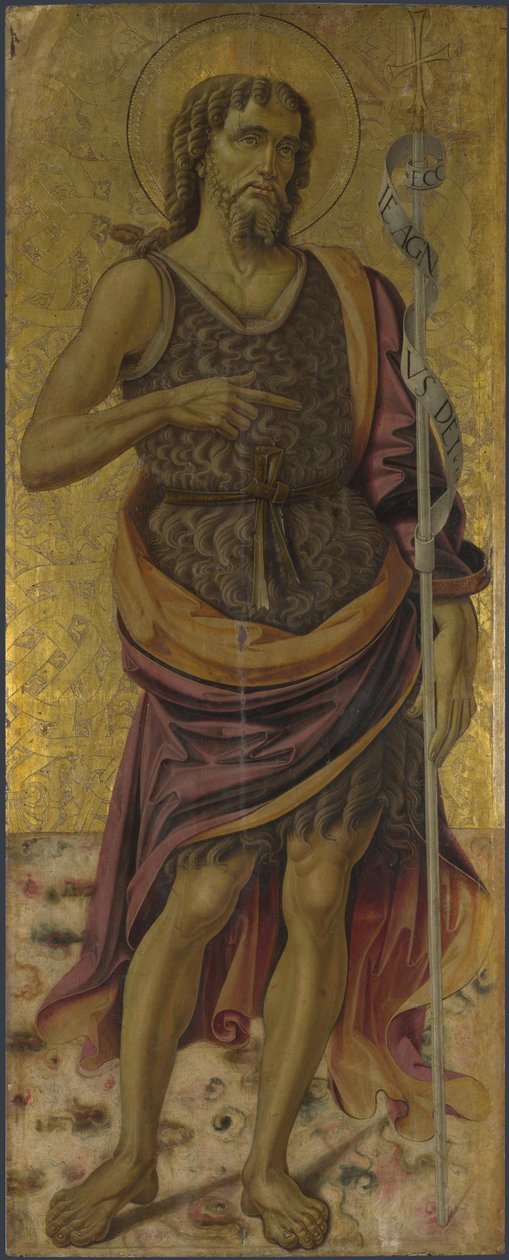 San Juan Bautista del retablo: La Virgen y el Niño con santos, ca. 1475 de Bartolomeo Caporali