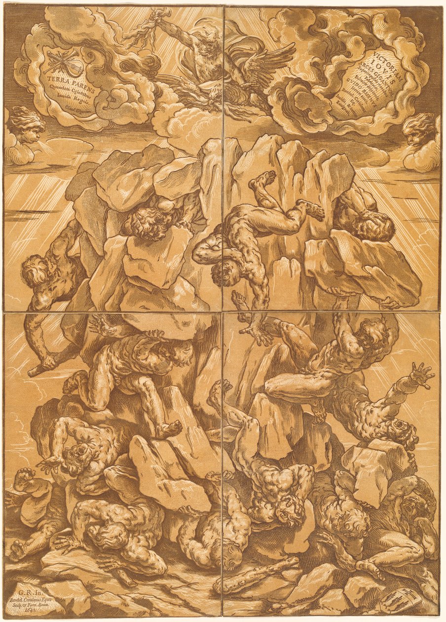 La caída de los gigantes de Bartolomeo Coriolano after Guido Reni