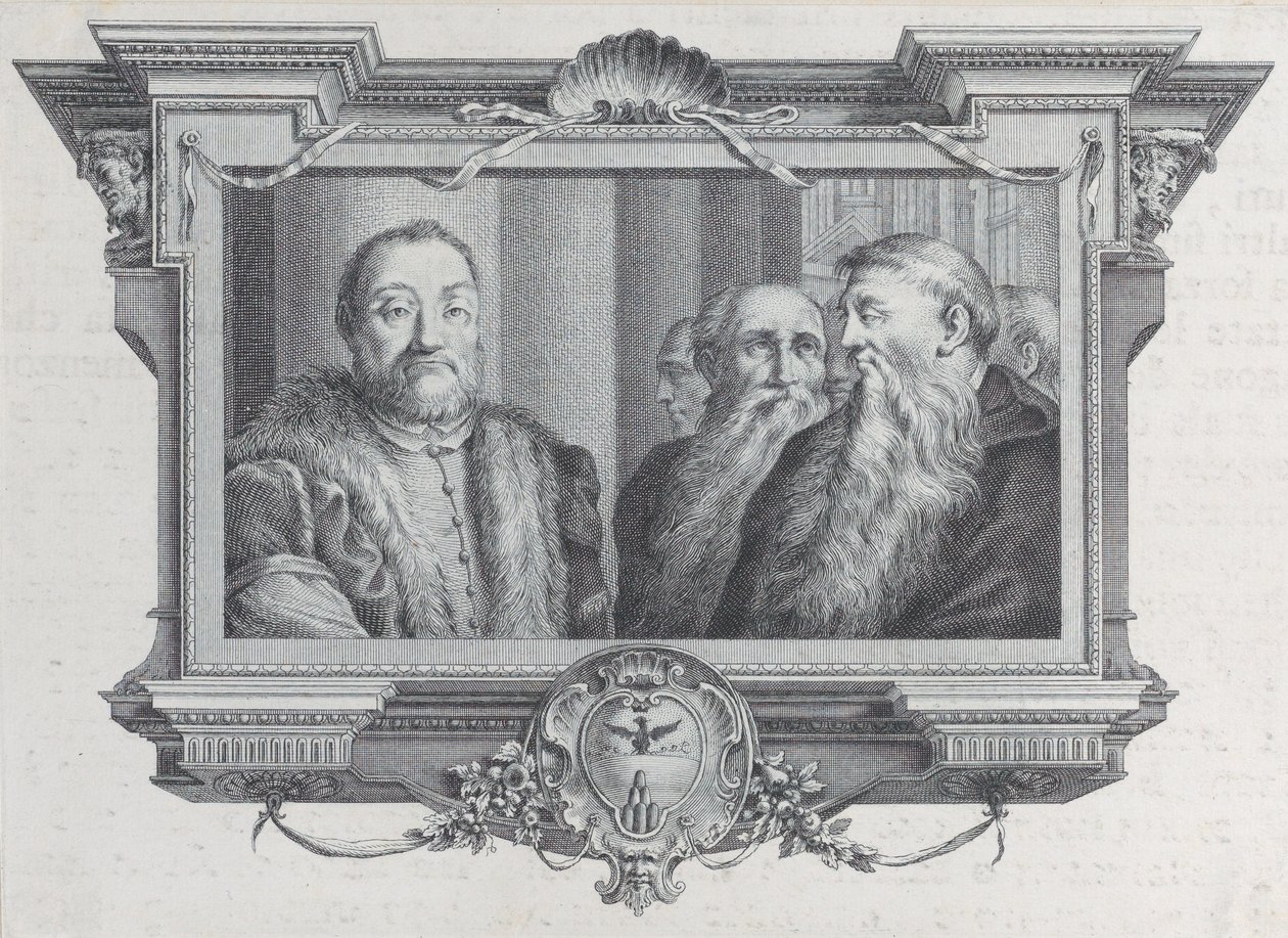 Tres hombres con barba, uno con piel, 1756. Creadores: Bartolomeo Crivellari, Gabriel Söderling de Bartolomeo Crivellari, Gabriel Söderling