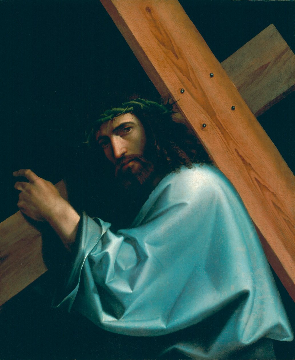 Cristo cargando la cruz, de Montagna, Bartolomeo (1449-1523). Óleo sobre lienzo, ca 1515. Dimensión : 85x70 cm. Kunsthaus Zúrich de Bartolomeo Montagna