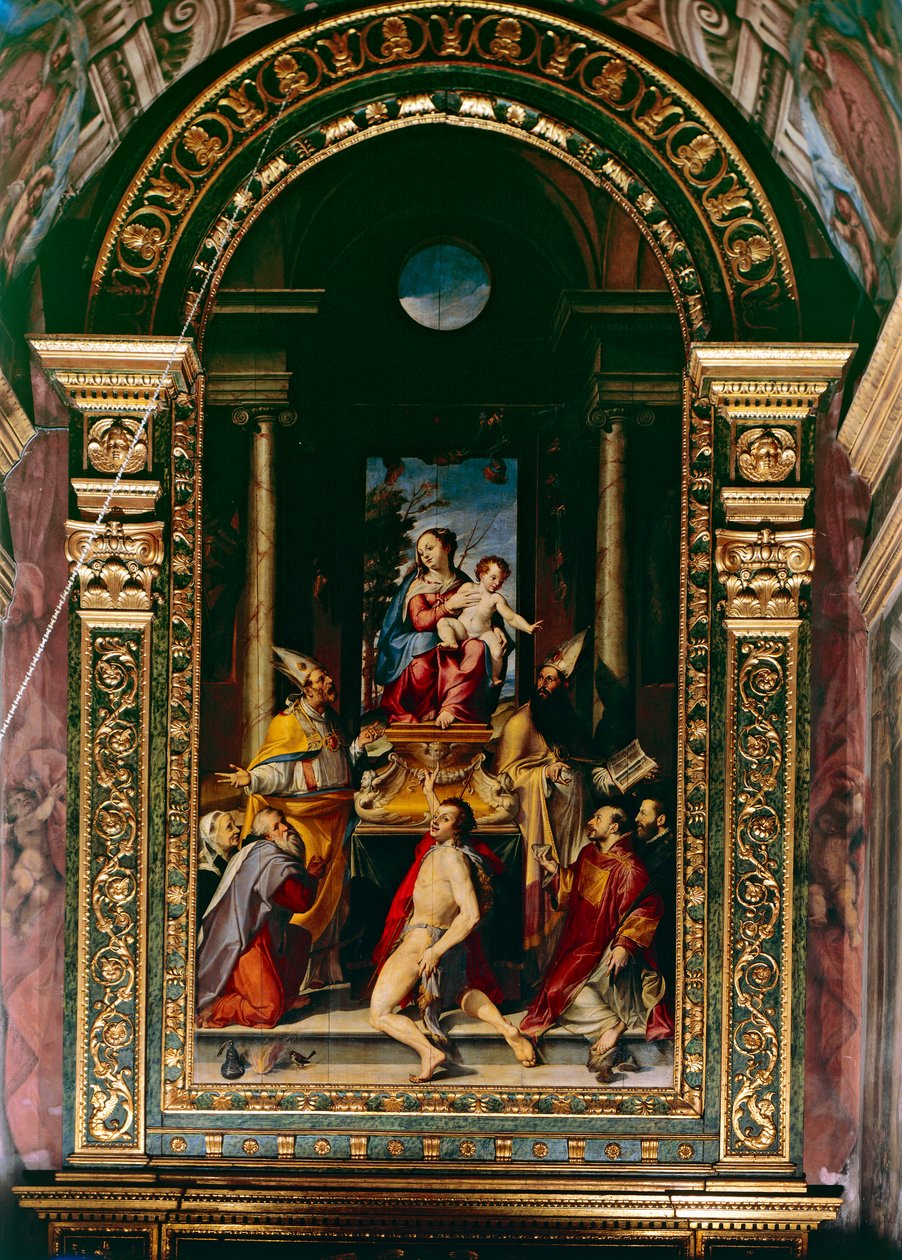 Madonna y el Niño entronizados con San Antonio de Bartolomeo Passarotti
