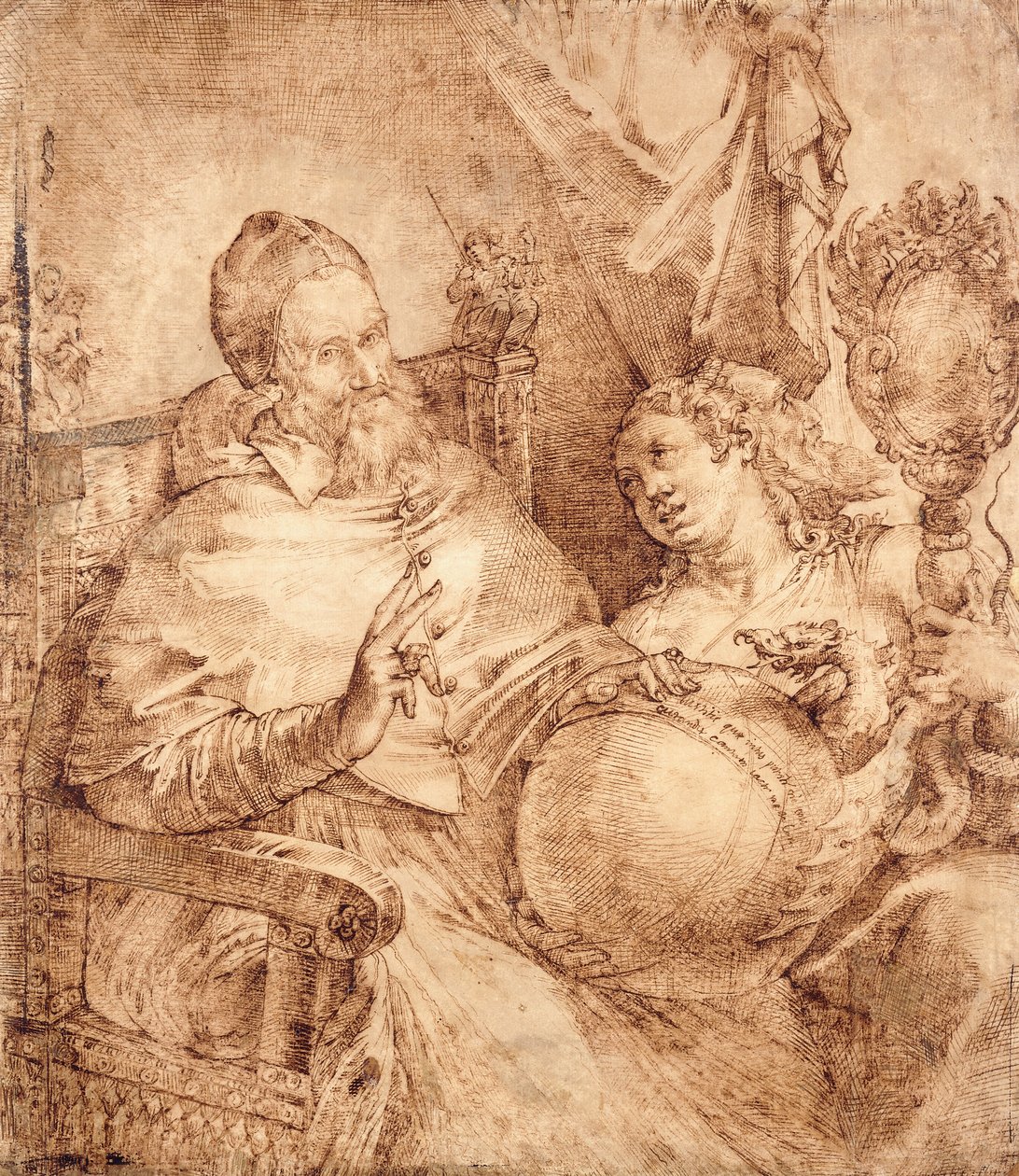 Retrato del Papa Gregorio XIII, tres cuartos de longitud, sentado en un sillón de Bartolomeo Passarotti