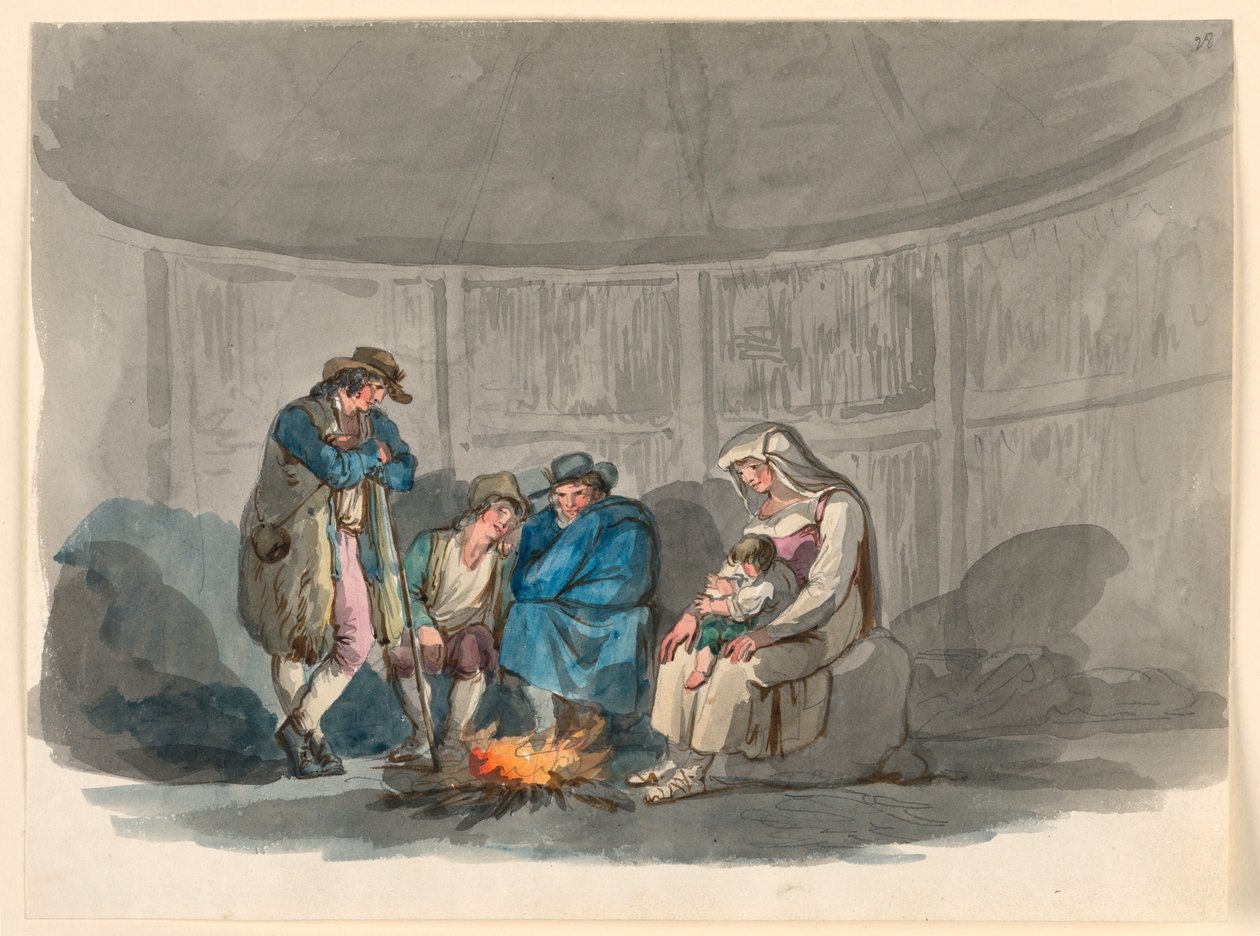 Una familia de pastores de noche de Bartolomeo Pinelli