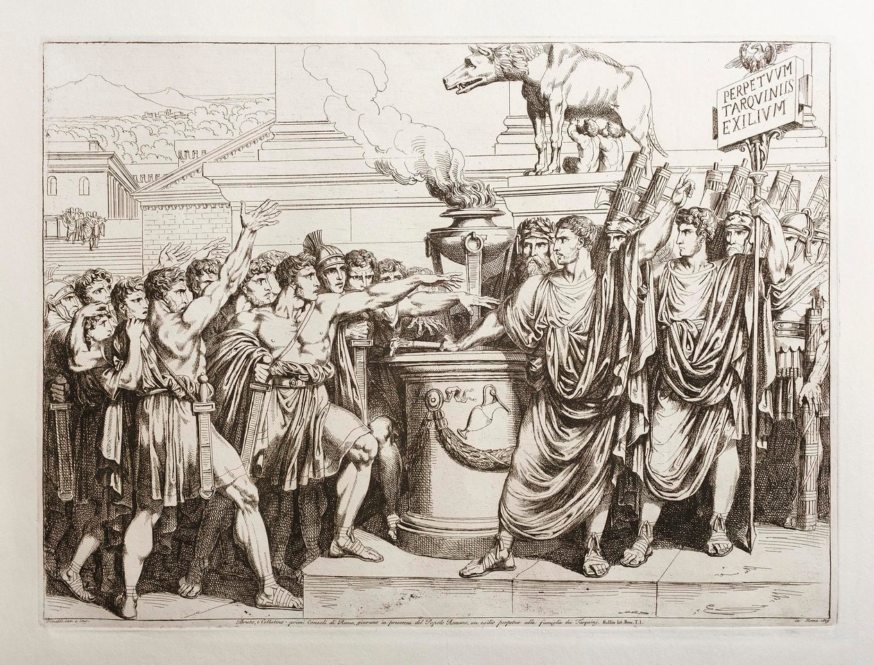 Bruto y Colatino juran expulsar a los Tarquinos de Bartolomeo Pinelli