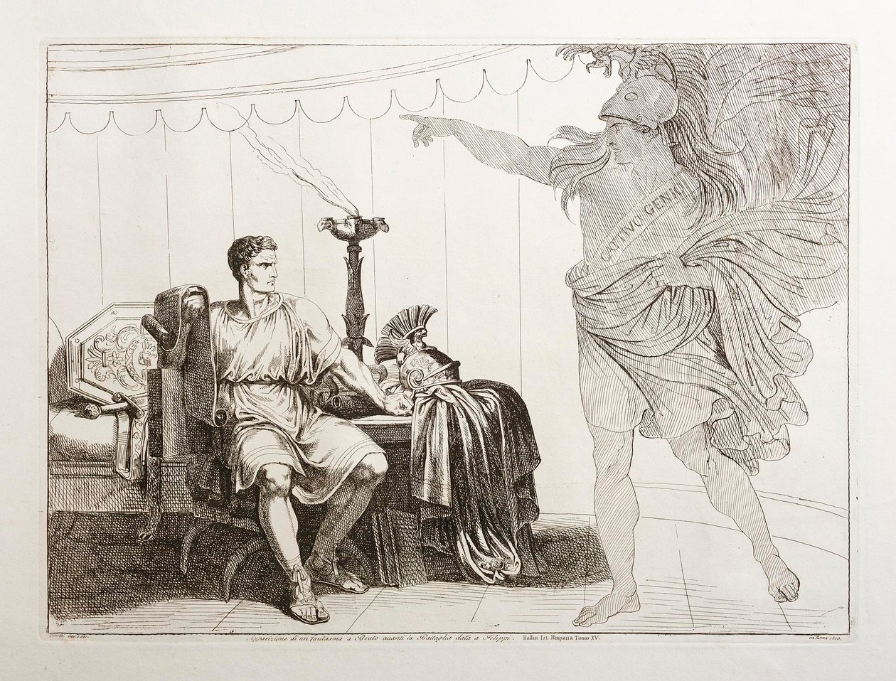 El fantasma de César se le aparece a Bruto antes de la batalla de Filipos de Bartolomeo Pinelli