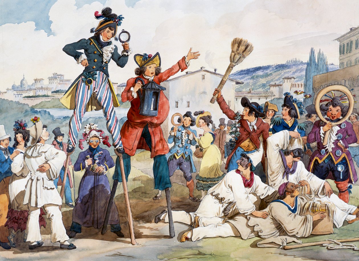 Carnaval en Roma, por Bartolomeo Pinelli (1781-1835), Italia de Bartolomeo Pinelli