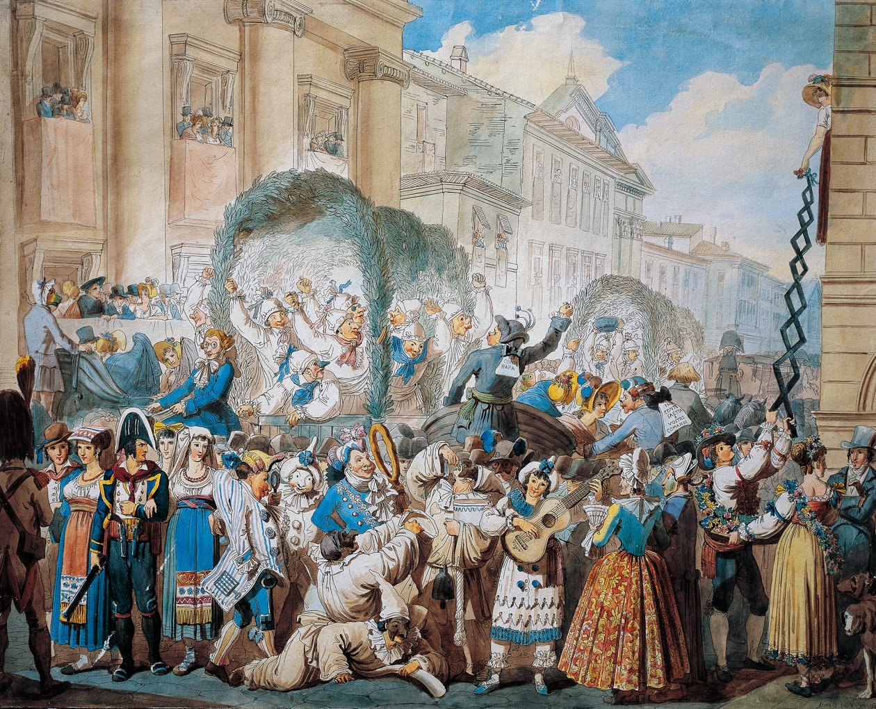 Escena caballeresca en San Carlo al Corso en Roma, por Bartolomeo Pinelli de Bartolomeo Pinelli