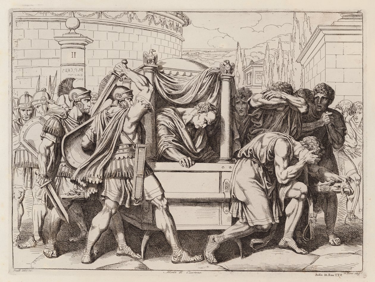 Muerte de Cicerón, 43 a.C. (aguafuerte) de Bartolomeo Pinelli