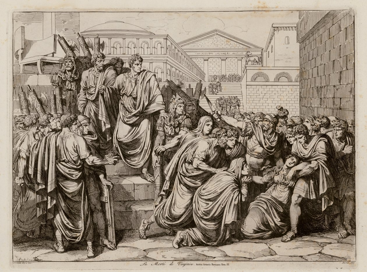Muerte de Virginia, 449 a.C. (aguafuerte) de Bartolomeo Pinelli