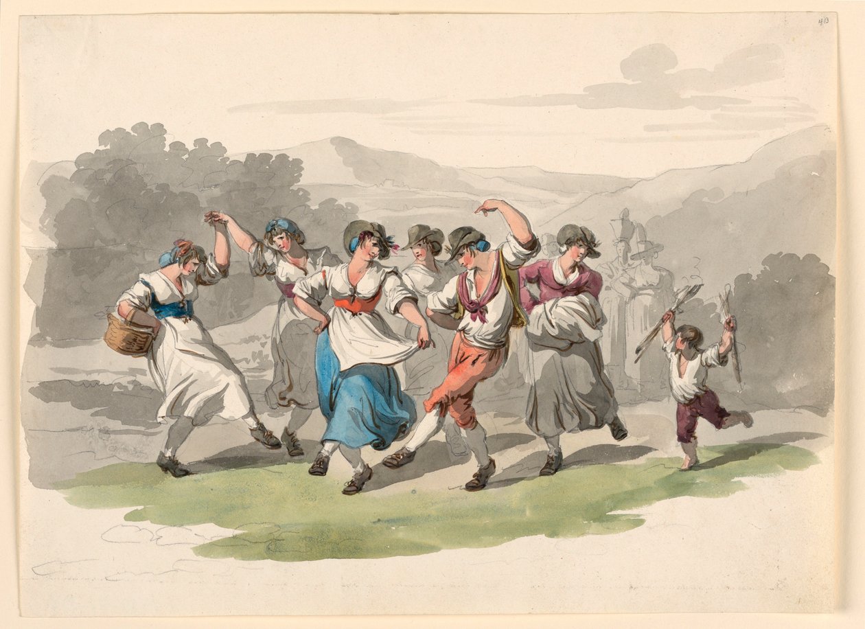 Dibujo, Regreso de la vendimia, 1807-08 de Bartolomeo Pinelli
