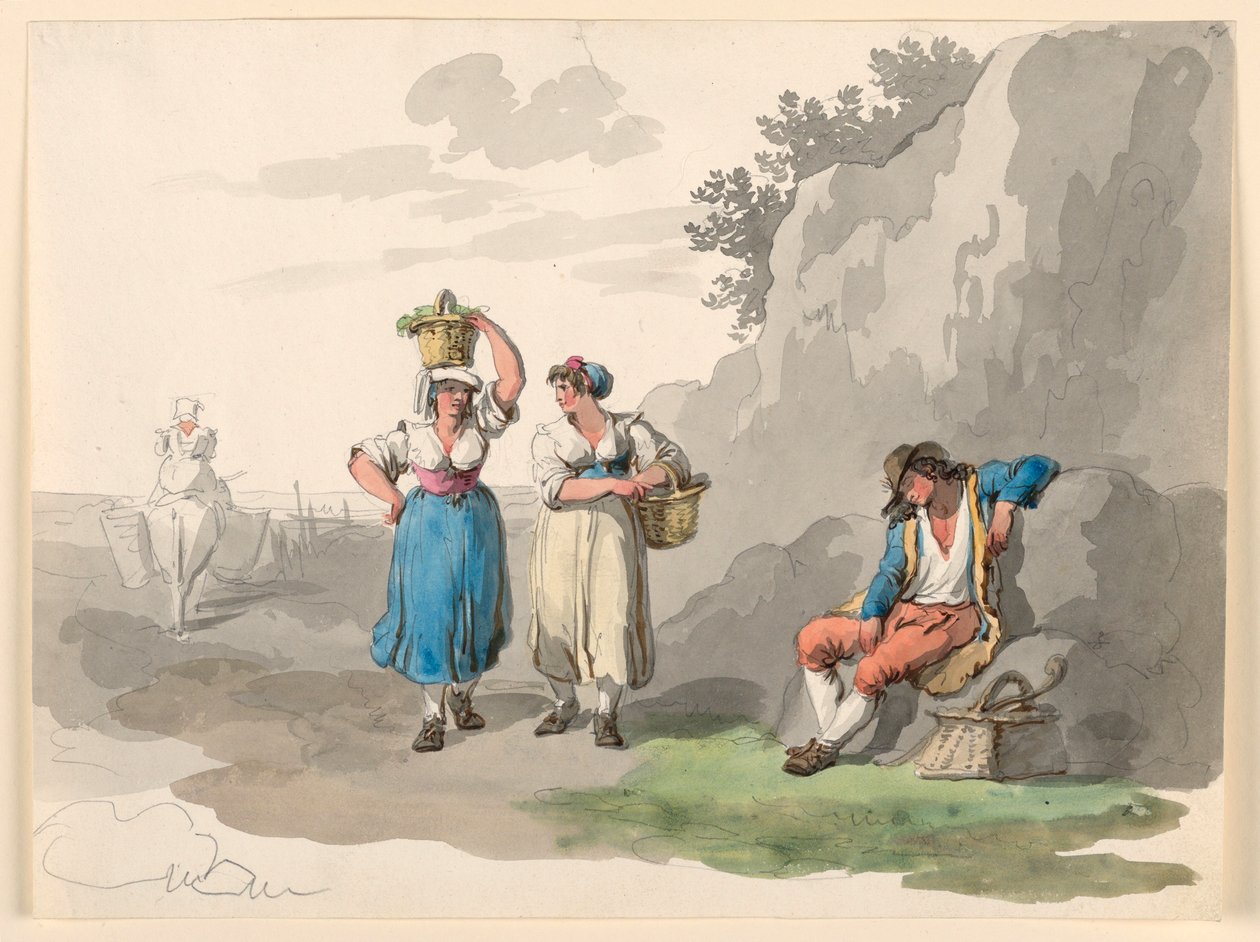 Dibujo, Regreso de la vendimia, 1807-08 de Bartolomeo Pinelli