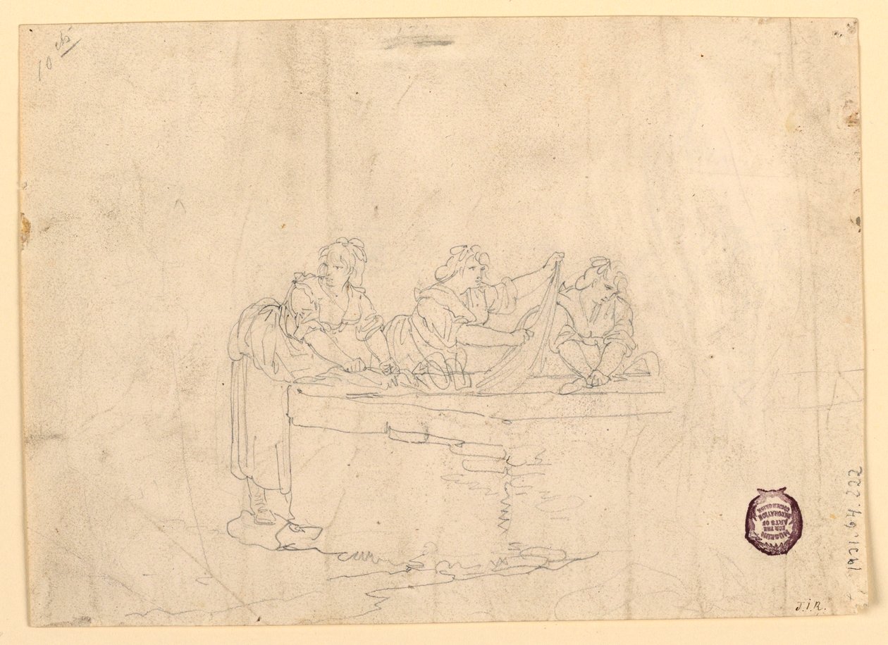 Dibujo, Tres mujeres lavando, 1800-25 de Bartolomeo Pinelli