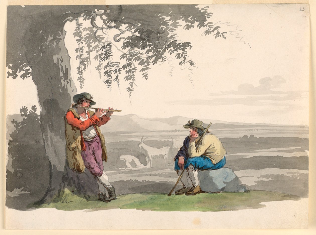 Dibujo, Dos pastores en la Campagna, 1807-08 de Bartolomeo Pinelli