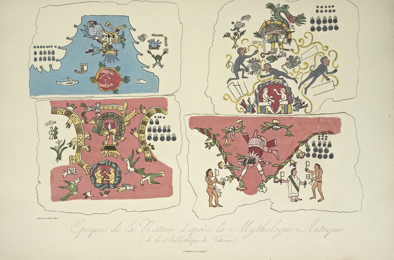 Épocas de la Naturaleza, según la Mitología Azteca, de la Biblioteca Vaticana, ilustración de 