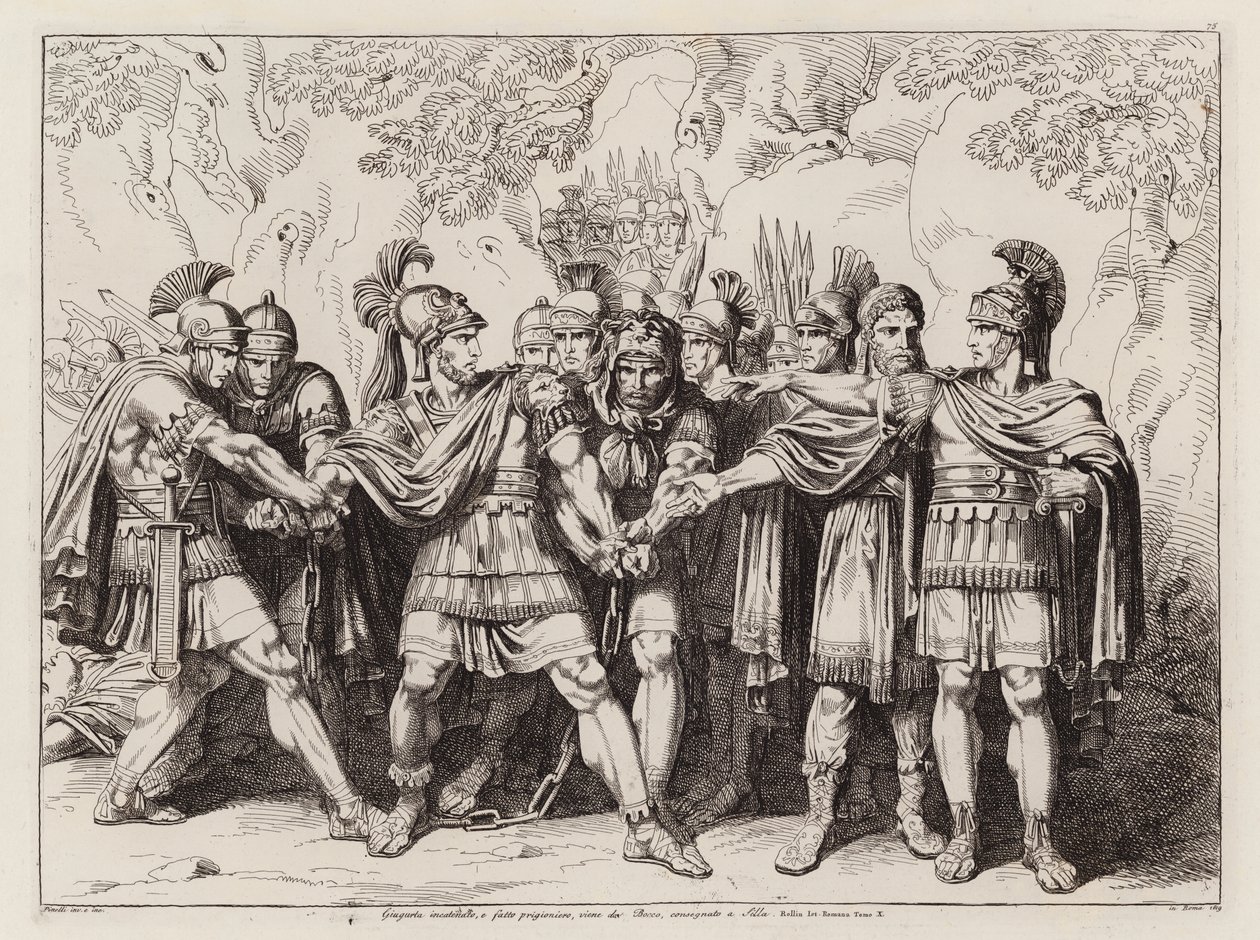 Jugurtha es traicionado por Bocco I y entregado encadenado a Sula de Bartolomeo Pinelli