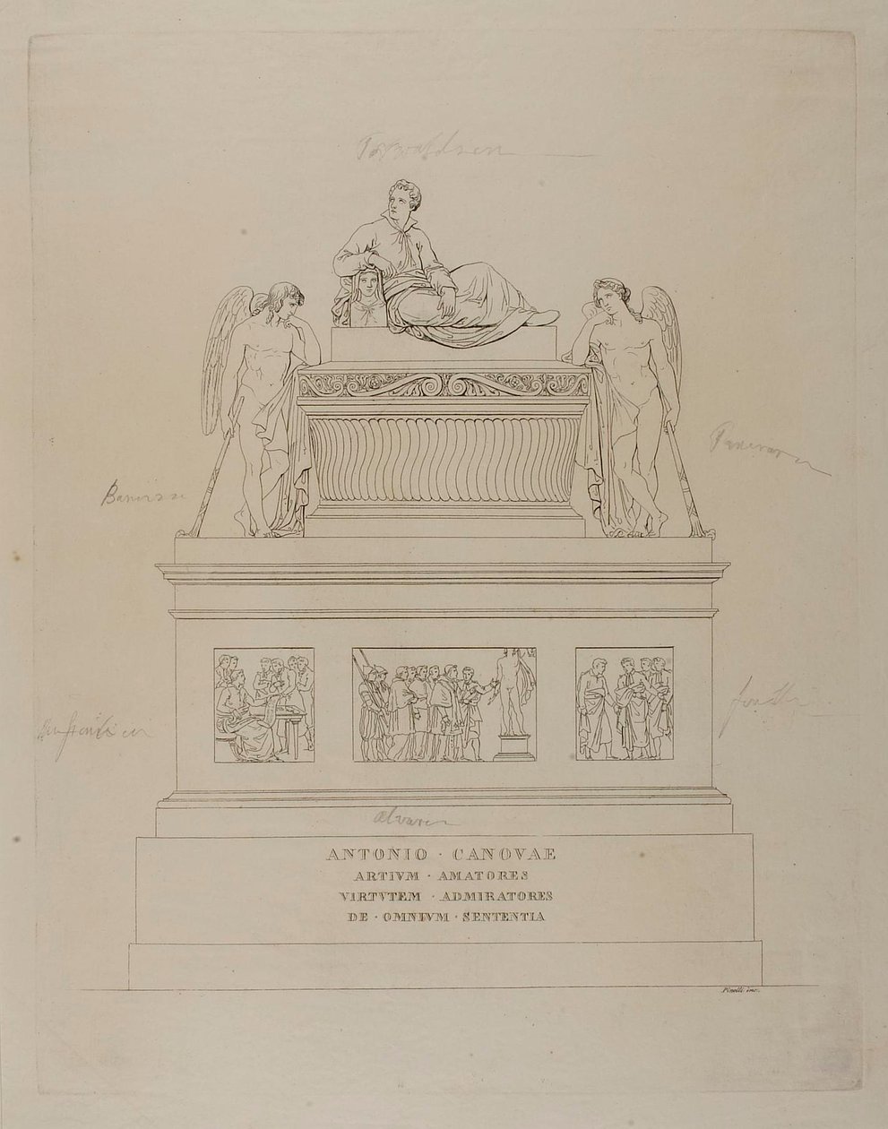 Monumento a Antonio Canova, boceto de Bartolomeo Pinelli