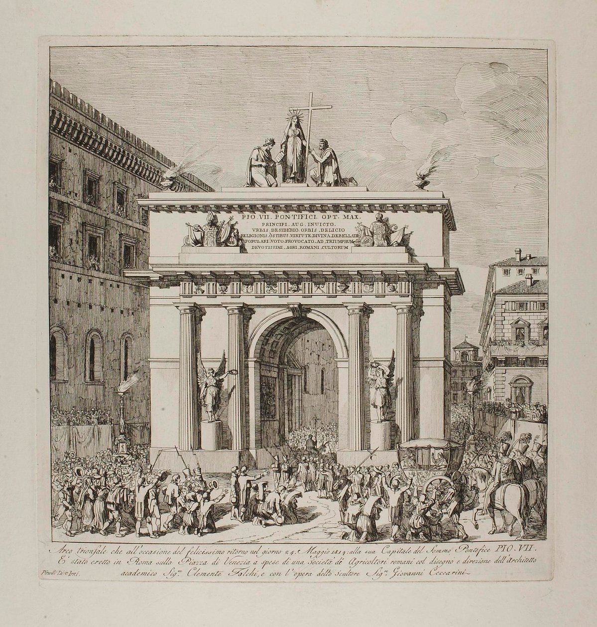 Entrada triunfal de Pío VII en Roma el 24 de mayo de 1814 de Bartolomeo Pinelli
