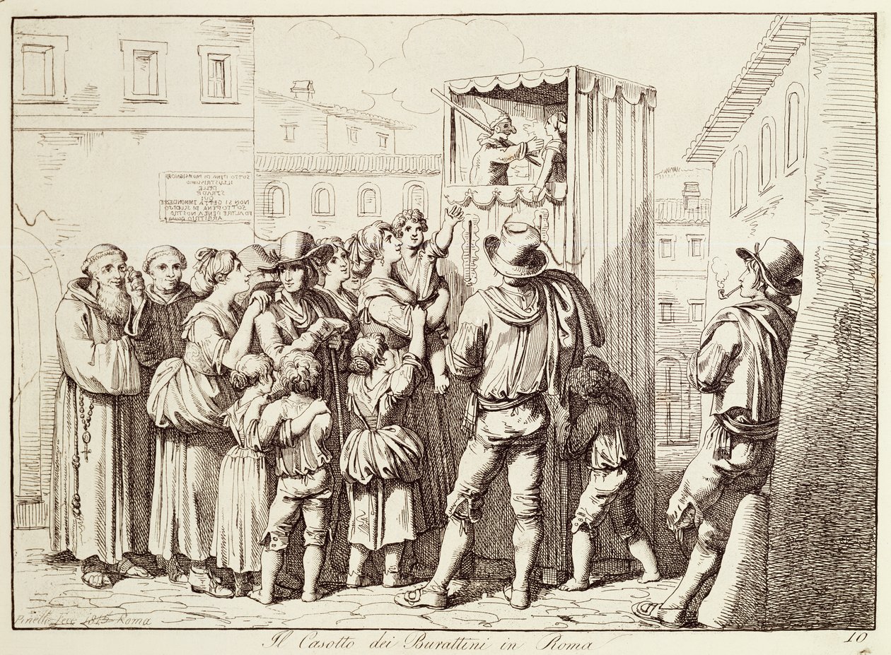 Teatro de marionetas en Roma de Bartolomeo Pinelli