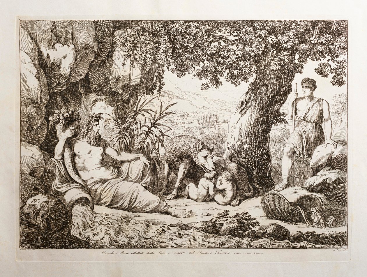 Rómulo y Remo amamantados por la loba de Bartolomeo Pinelli