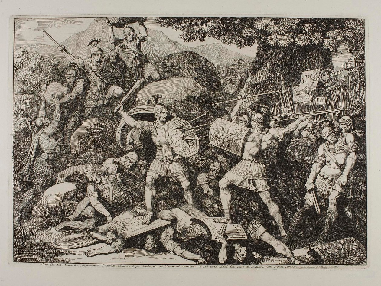 Siccio Dentato, el centurión (Lucio Siccio Dentato durante el terrible combate) de Bartolomeo Pinelli