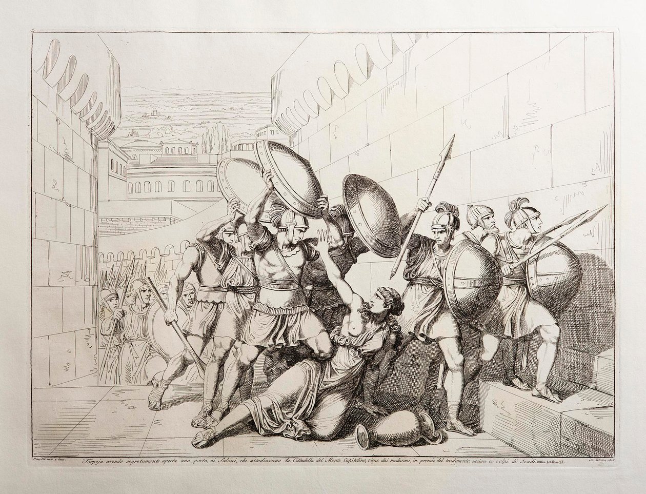 Tarpeia abre las puertas de la ciudad de Bartolomeo Pinelli