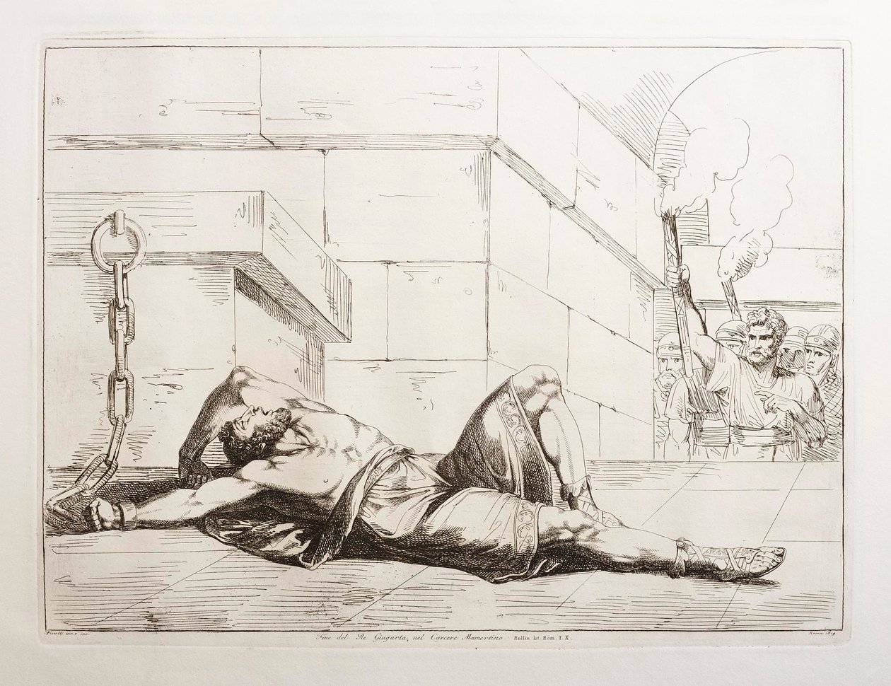 El fin del rey Yugurta en la prisión Mamertina de Bartolomeo Pinelli