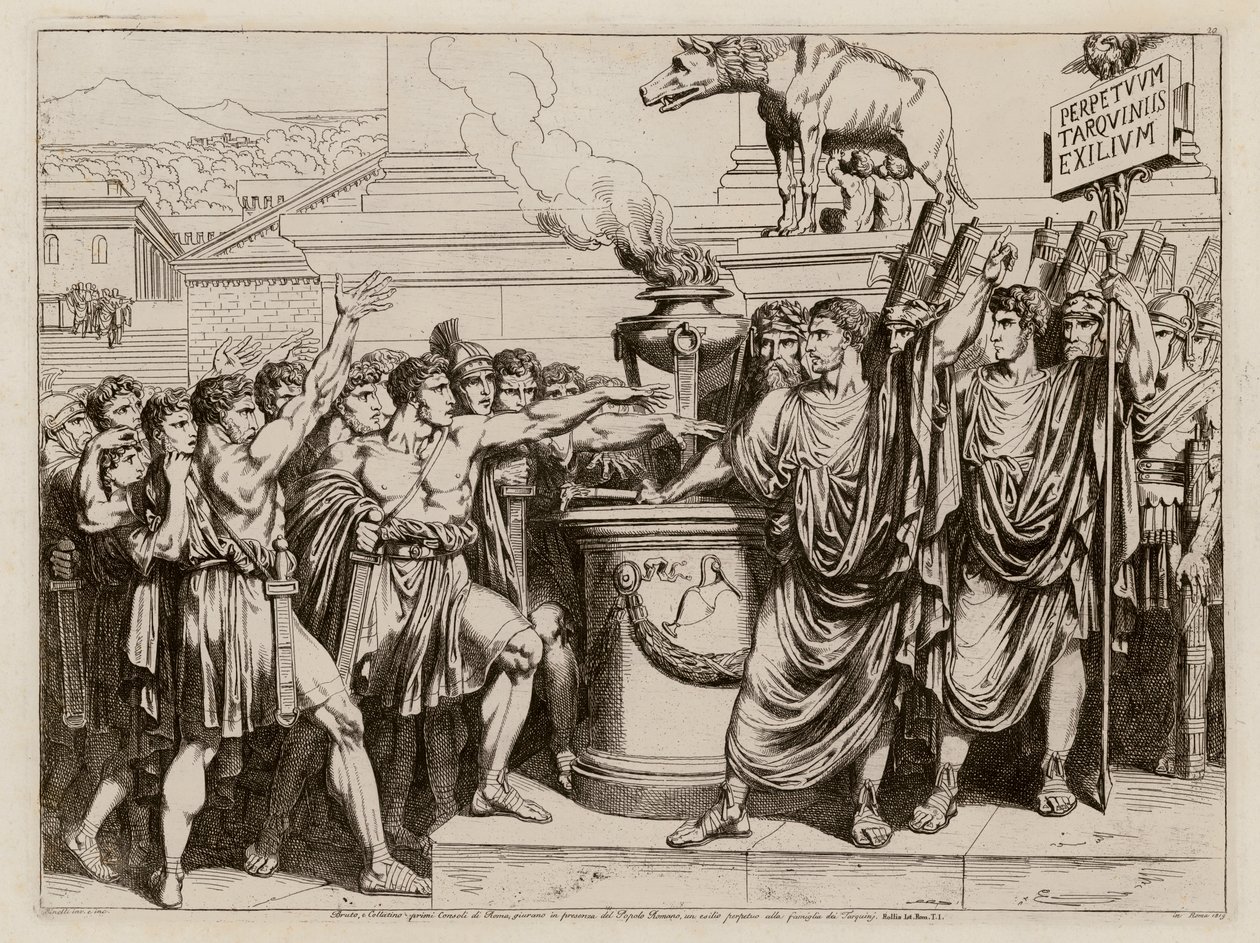 El juramento de Bruto (aguafuerte) de Bartolomeo Pinelli