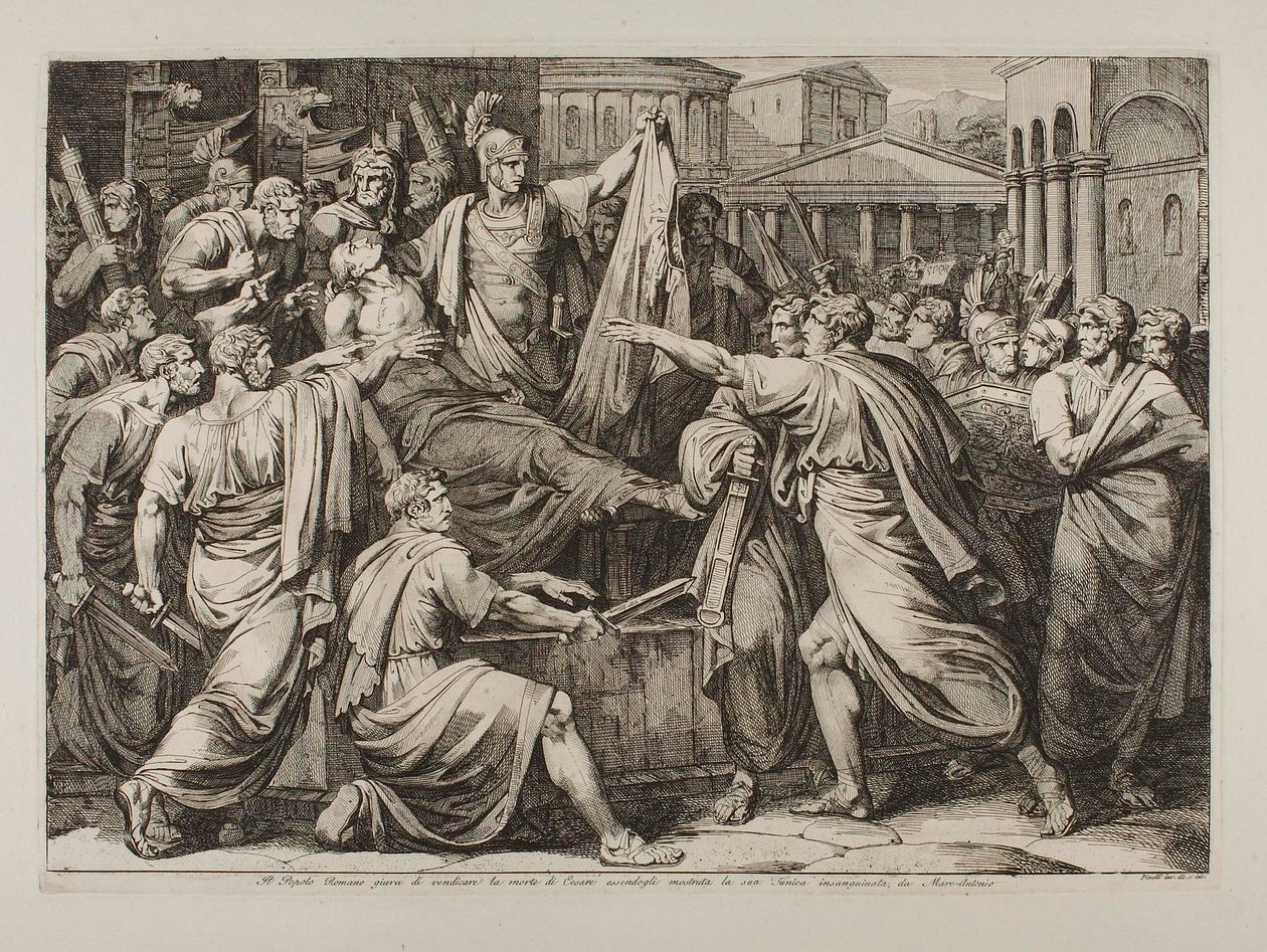 El pueblo romano jura vengar el asesinato de César de Bartolomeo Pinelli