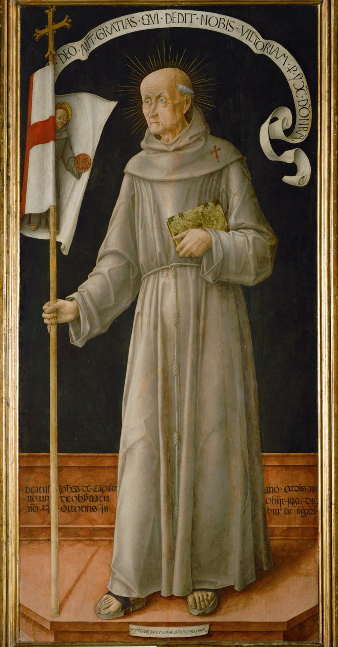 San Juan de Capistrano, famoso predicador del arrepentimiento, que llama a las cruzadas contra turcos y husitas ... de Bartolomeo Vivarini