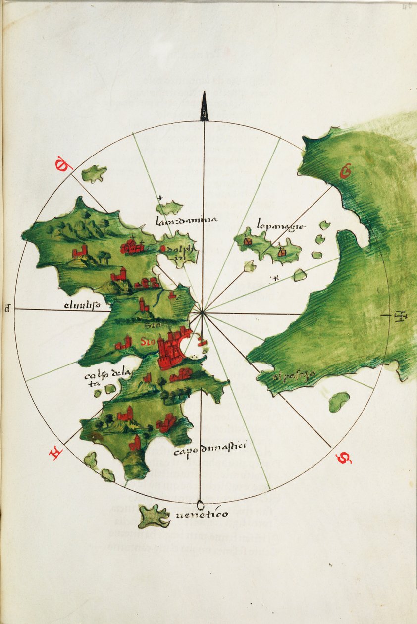 Quíos y tierra firme adyacente, c.1485 (vitela) de Bartolomeo da li Sonetti