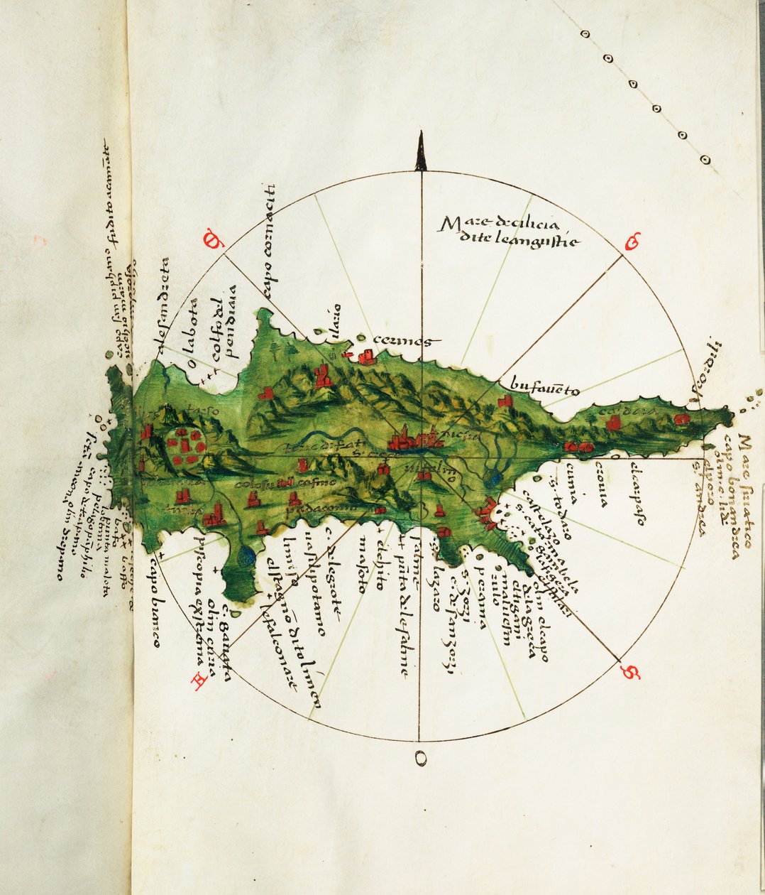 Mapa de Chipre, c.1485 (vitela) de Bartolomeo da li Sonetti